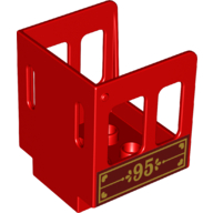 Duplo Train Cabin 3 x 3 x 3 1/2 with Dark Red Plaque and '95' Print (Red)