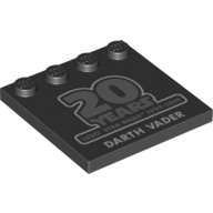 Plate Special 4 x 4, Studs on One Edge with '20 Years LEGO Star Wars 1999-2019 Darth Vader' Print (Black)