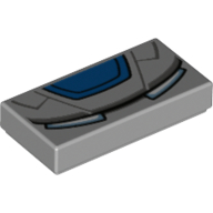 Tile 1 x 2 with Rectangle White Eyes, Blue Mask Print (Light Bluish Gray)