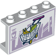 Panel 1 x 4 x 2 with Shopping Cart, Bananas, Bag Print (White)