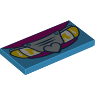 Tile 2 x 4 with Car Grill, Headlights, Heart Print (Dark Azure)