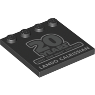 Plate Special 4 x 4, Studs on One Edge with'20 Years LEGO Star Wars 1999-2019 Lando Calrissian' Print (Black)