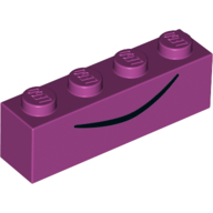 Brick 1 x 4 with Black Curved Line, Mouth (Magenta)