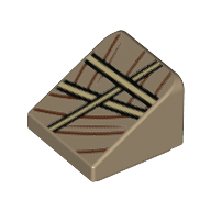 Brick Sloped 30° 1 x 1 x 2/3 with Cloth, Tan Rope/Straps Print (Dark Tan)