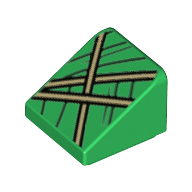 Brick Sloped 30° 1 x 1 x 2/3 with Cloth, Tan Rope/Straps Print (Green)