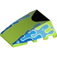 Brick Wedged, Curved 4 x 4 No Top Studs with Water Splashes, Black triangle Print (Lime)
