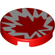 Tile Round 2 x 2 with Red/White Maple Leaf Print (Red)