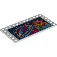 Plate Special 6 x 12, Studs on 3 Edges with Carnival "Star Adventures" Print (White)