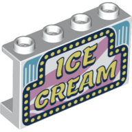 Panel 1 x 4 x 2 with 'Ice Cream' Print (White)