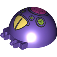 Windscreen 6 x 6 x 3 Canopy Half Sphere with Dual 2 Fingers with Yellow Beak, Lime and Dark Pink Diamond/Gems Print (Dark Purple)