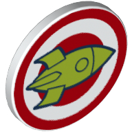 Road Sign Clip-on 2 x 2 Round with Bulls Eye, Lime Rocket Print (White)
