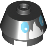 Brick Round 2 x 2 Truncated Cone with White Flames, Medium Blue Eyes Print (Black)