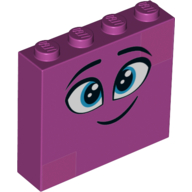 Brick 1 x 4 x 3 with Face, Smile, Blue Eyes Print (Magenta)