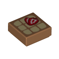 Tile 1 x 1 with Waffle, Strawberries Print (Medium Nougat)