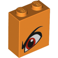 Brick 1 x 2 x 2 with Angry Red Eye - Right Print (Orange)