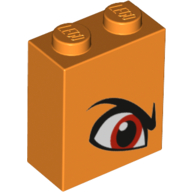 Brick 1 x 2 x 2 with Angry Red Eye - Left Print (Orange)
