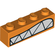 Brick 1 x 4 with Angry Mouth, Sharp Teeth Print (Orange)