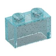 Brick 1 x 2 without Bottom Tube (Glitter Trans-Light Blue)