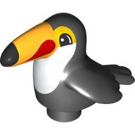 Duplo Animal Bird / Toucan with Bright Light Orange and Red Beak Print (Black)