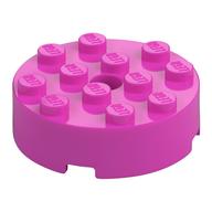 Brick Round 4 x 4 Centre Hole (Dark Pink)