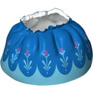 Duplo Skirt with Blue Layered Top Skirt and Medium Azure and Magenta Flowers Print (White)