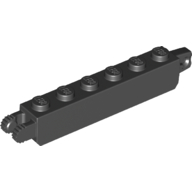 Hinge Brick 1 x 6 Locking with 1 Finger Vertical End and 2 Fingers Vertical End, 7 Teeth (Black)