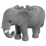 Duplo Animal Elephant, Adult, Stationary Head with Molded Tusks, Semicircular Eyes (Light Bluish Gray)
