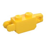 Hinge Brick 1 x 2 Locking with 1 Finger Vertical End and 2 Fingers Vertical End, 7 Teeth (Yellow)