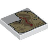 Tile 2 x 2 with Treasure Map, Corner Missing Print (White)