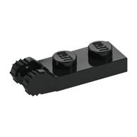Hinge Plate 1 x 2 Locking with 2 Fingers On End, without Groove, 7 Teeth (Black)
