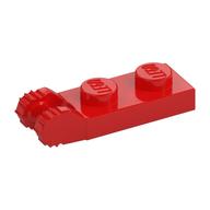 Hinge Plate 1 x 2 Locking with 2 Fingers On End, without Groove, 7 Teeth (Red)