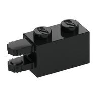 Hinge Brick 1 x 2 Locking with 2 Fingers Horizontal End, 7 Teeth (Black)
