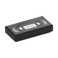 Tile 1 x 2 with Video Tape Print (Black)