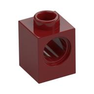 Technic Brick 1 x 1 with Pin Hole (Dark Red)