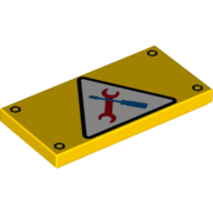 Tile 2 x 4 with White Triangle, Red Wrench, Black Screwdriver (Yellow)