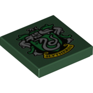 Tile 2 x 2 with Slytherin Crest Print (Dark Green)