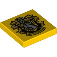 Tile 2 x 2 with Hufflepuff Crest Print (Yellow)