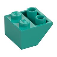 Brick Sloped Inverted 45° 2 x 2 [Ovoid Bottom Pin, Bar-sized Stud Holes] (Dark Turquoise)