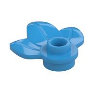 Plant, Plate 1 x 1 Round with 3 Leaves (Dark Azure)