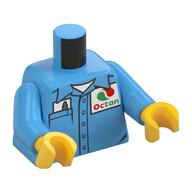 Torso Button Shirt, Collar, Octan Logo, Pen, Pocket / Octan Logo on Back Print, Medium Blue Arms, Yellow Hands (Medium Blue)