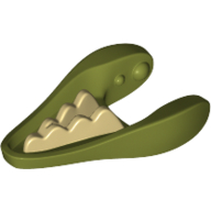 Animal Body Part, Dinosaur, Dilophosaurus / Gallimimus Lower Jaw with Tan Teeth Print (Olive Green)