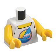 Torso, Tank Top with Medium Blue Windsurf / Surfboard Print, Yellow Arms and Hands (White)