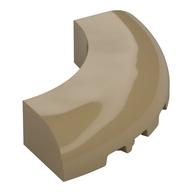 Brick Round Corner 5 x 5 x 1 Curved, Bottom Cut Outs, No Studs, 7 Bottom Tubes (Dark Tan)