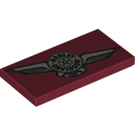 Tile 2 x 4 with Skew Harley Davidson Logo Print (Dark Red)