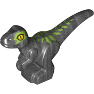 Animal, Dinosaur, Raptor, Baby with Lime Markings, Yellow Eye Print (Pearl Titanium)