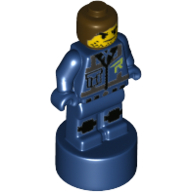 Minifig Trophy Statuette, Rex Dangervest Blue Uniform/Vest, Brown Hair Print (Dark Blue)