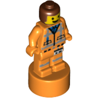 Minifig Trophy Statuette, Emmet in Orange Uniform/Vest, Brown Hair Print (Orange)