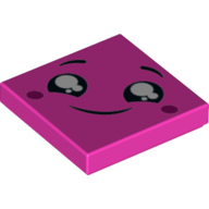 Tile 2 x 2 with Black Eyes, Smile, Dark Purple Cheeks/Dots Print (Dark Pink)