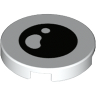 Tile Round 2 x 2 with Black Pupil, White Glare Print (White)