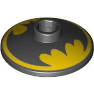Dish 2 x 2 Inverted [Radar] with Black Batman Logo on Yellow Background (Black)